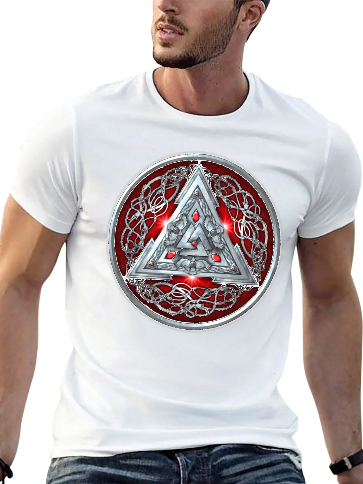Valknut Knot Viking Triangle Graphic T-Shirt product image 12
