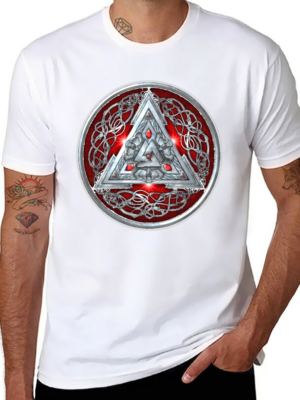 Valknut Knot Viking Triangle Graphic T-Shirt product image 7