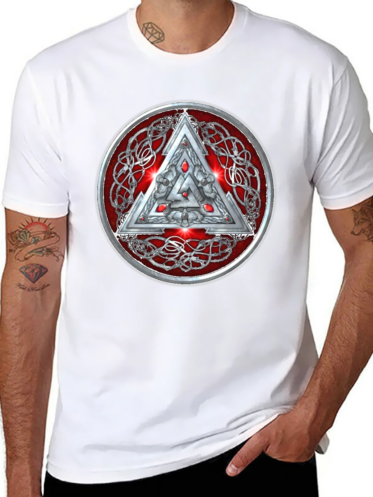 Valknut Knot Viking Triangle Graphic T-Shirt product image 7