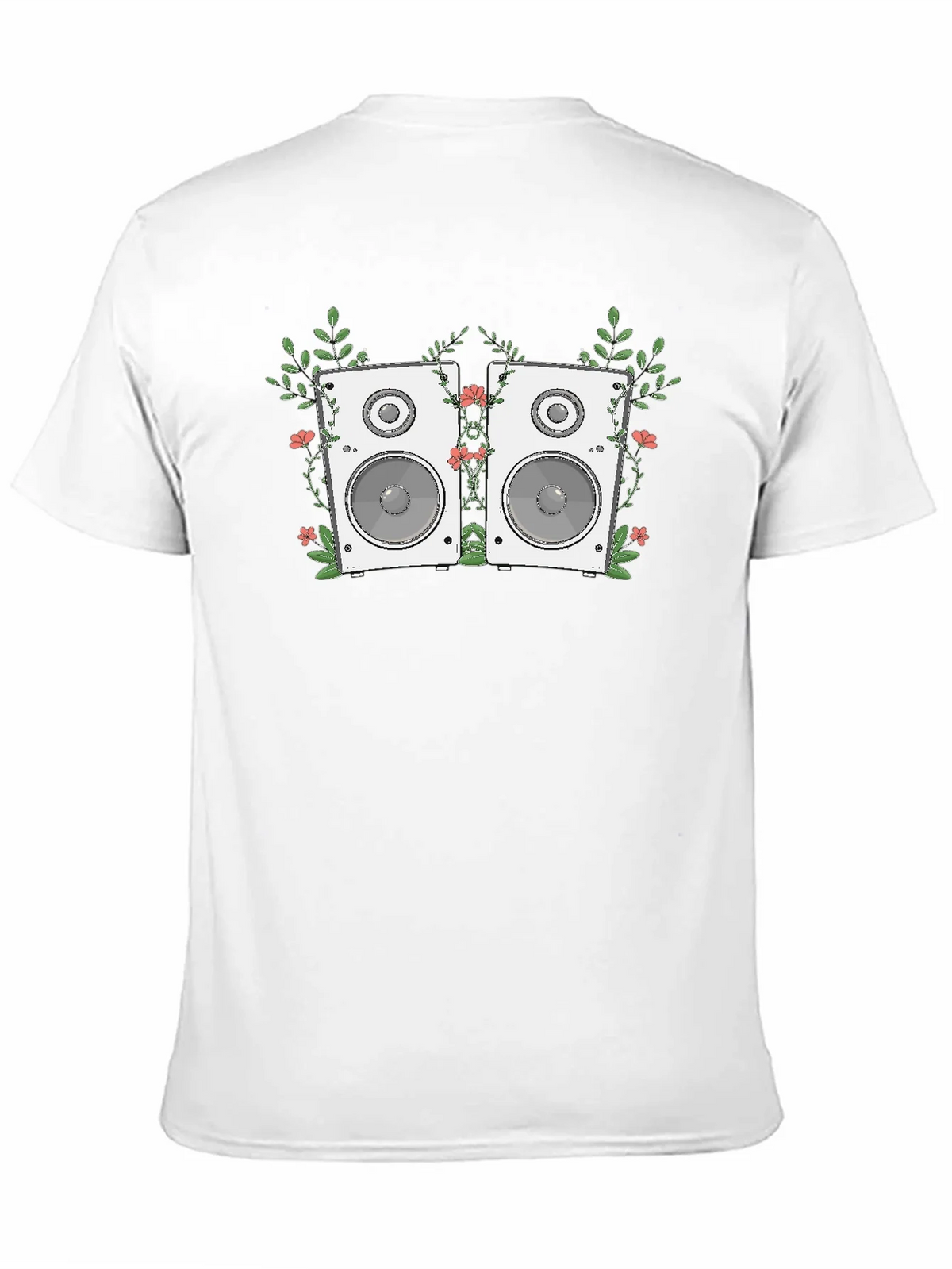 Floral Speaker Graphic Tee - Black Cotton T-Shirt product image 10