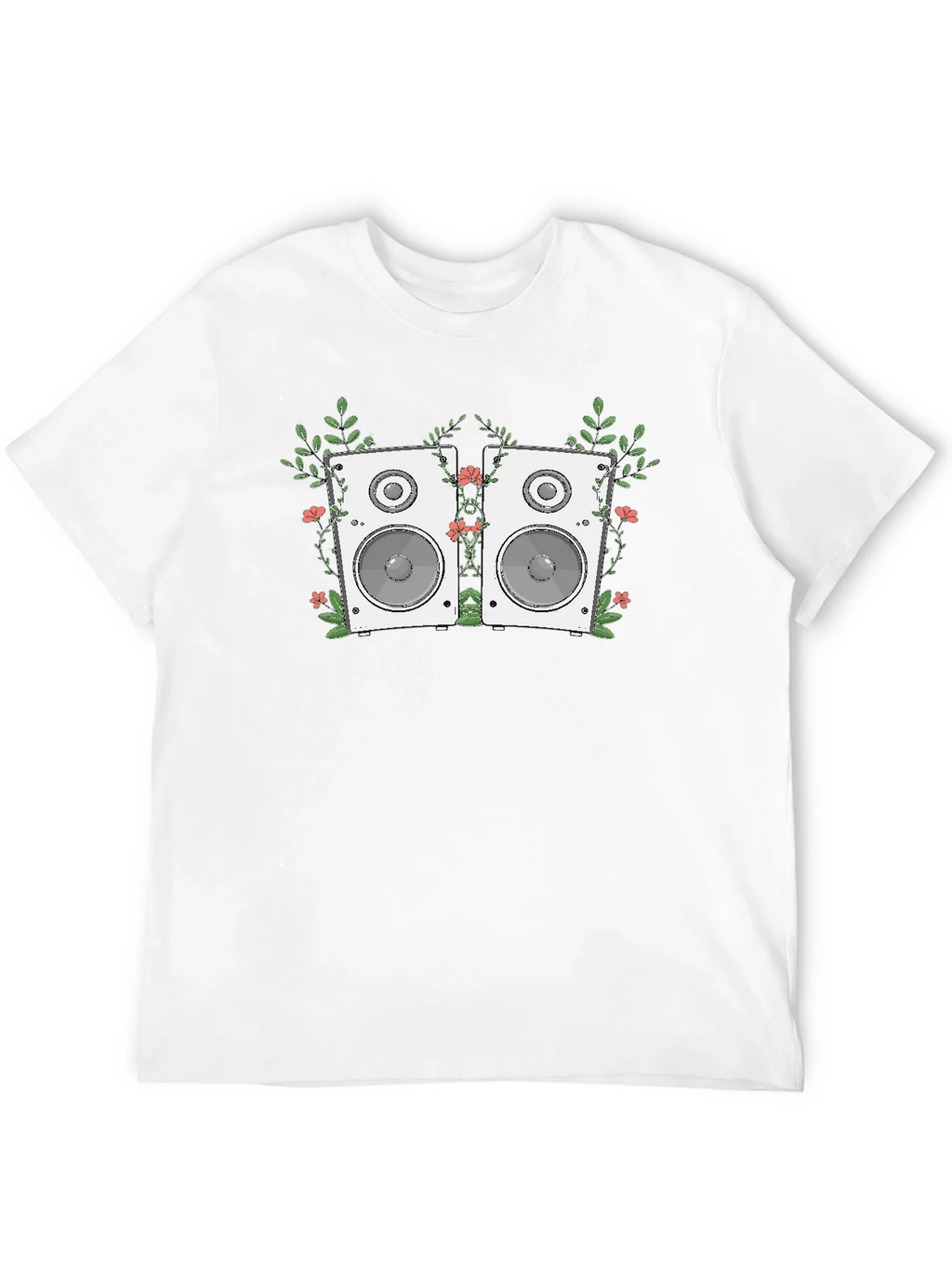 Floral Speaker Graphic Tee - Black Cotton T-Shirt product image 11