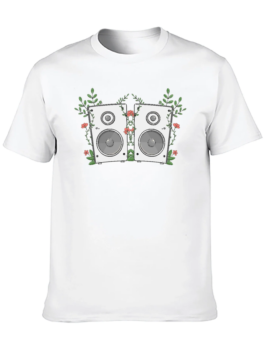 Floral Speaker Graphic Tee - Black Cotton T-Shirt product image 9