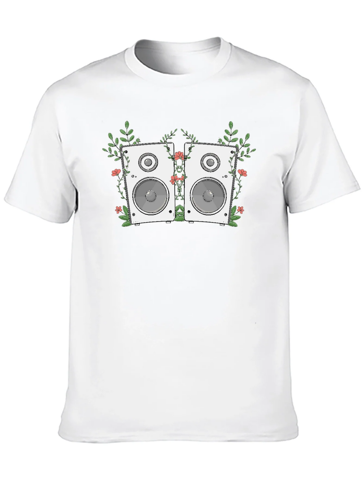 Floral Speaker Graphic Tee - Black Cotton T-Shirt product image 9