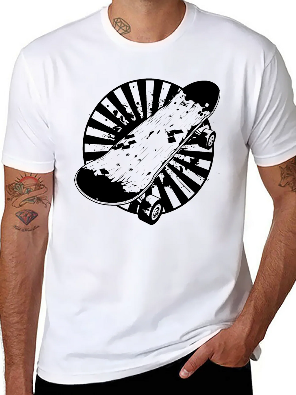 Skateboard Graphic T-Shirt - Cool Black Tee product image 6