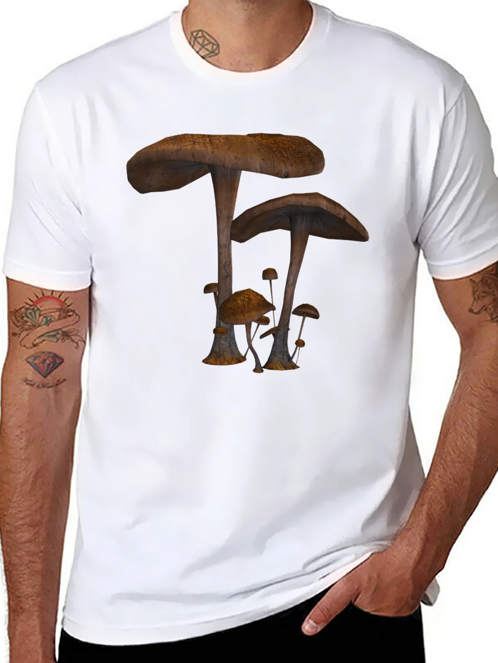 Mushroom Print Black T-Shirt product image 6