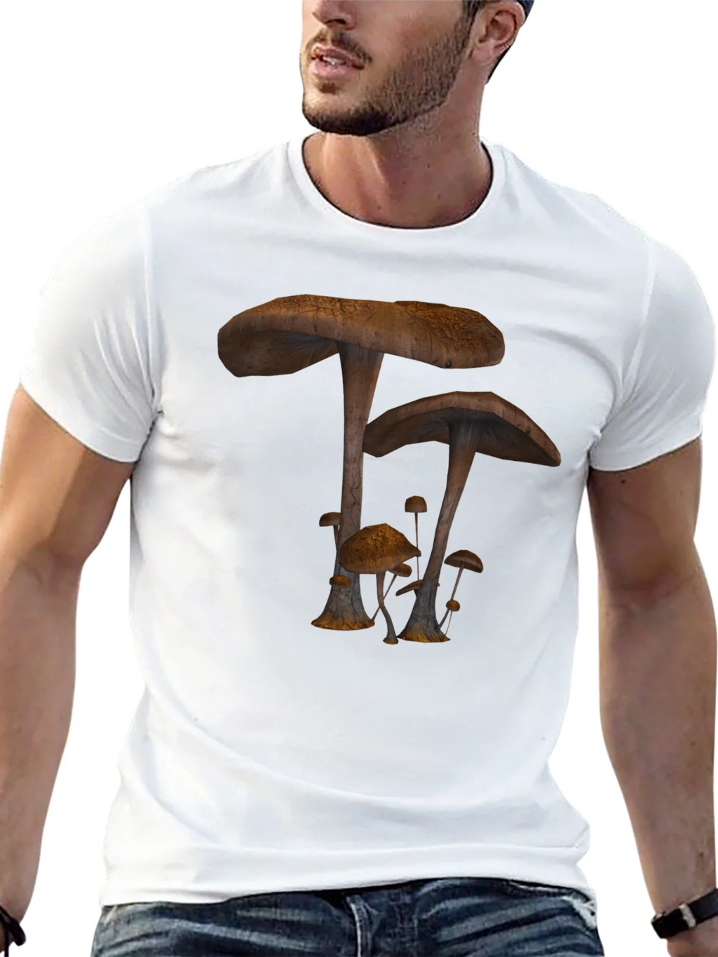 Mushroom Print Black T-Shirt product image 11