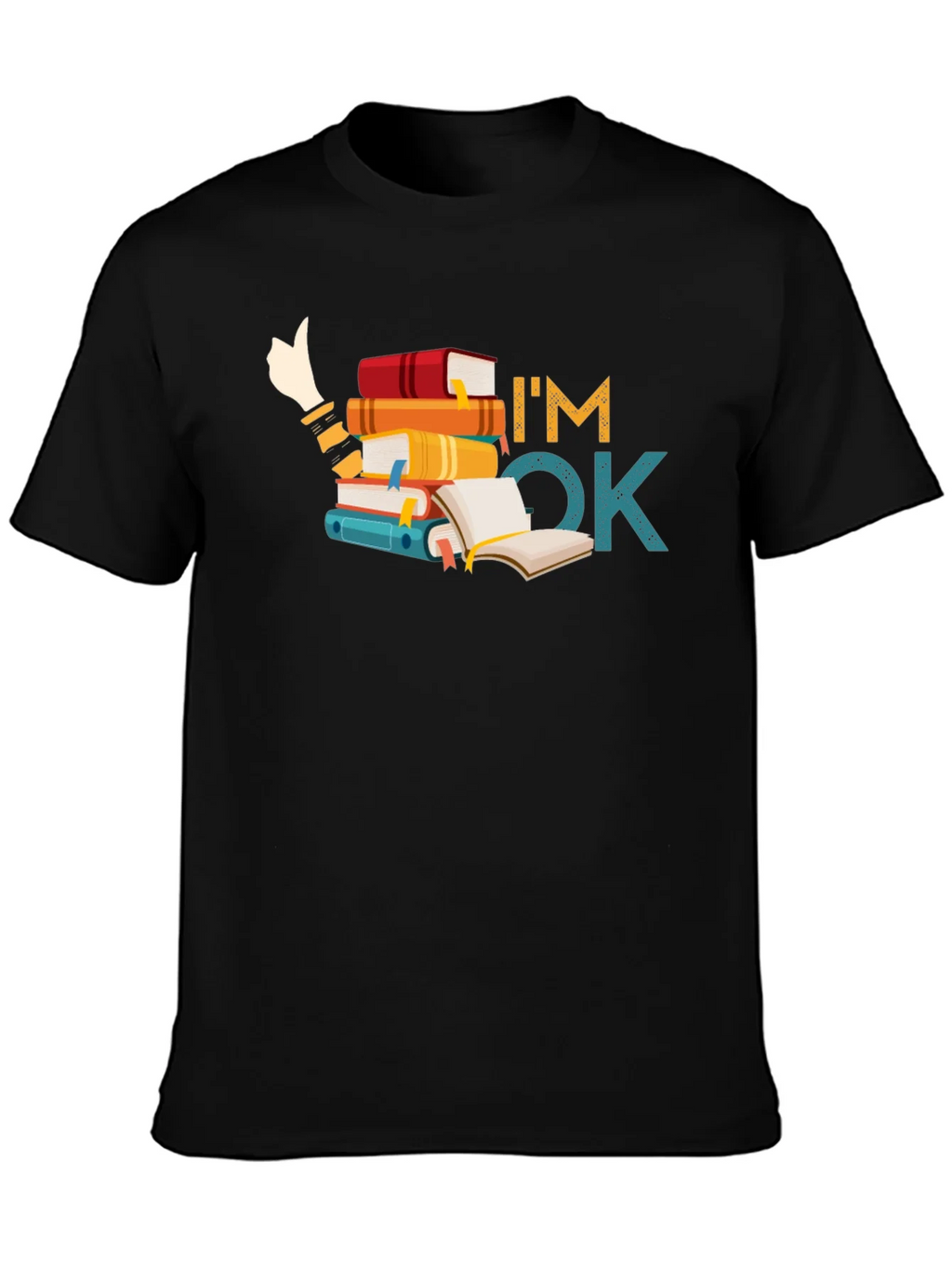 Book Lover T-Shirt: Im OK Stack of Books product image 3