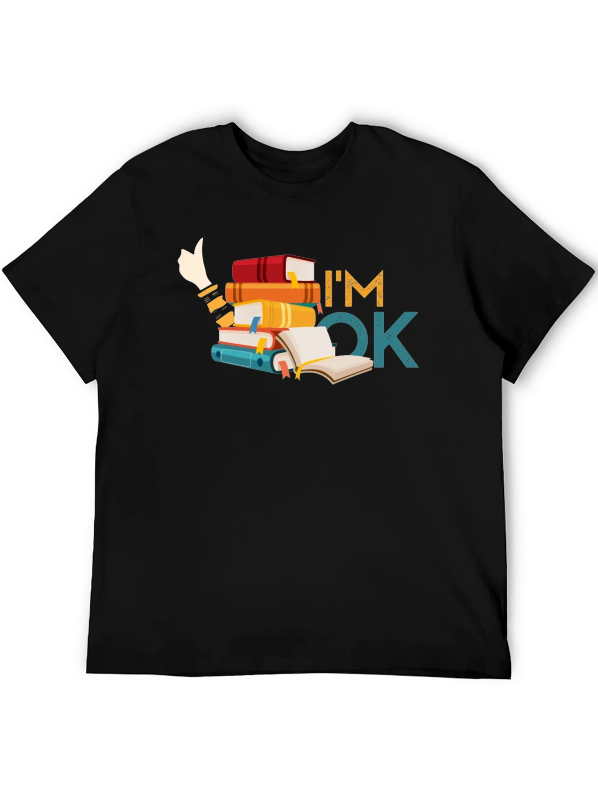 Book Lover T-Shirt: Im OK Stack of Books product image 5