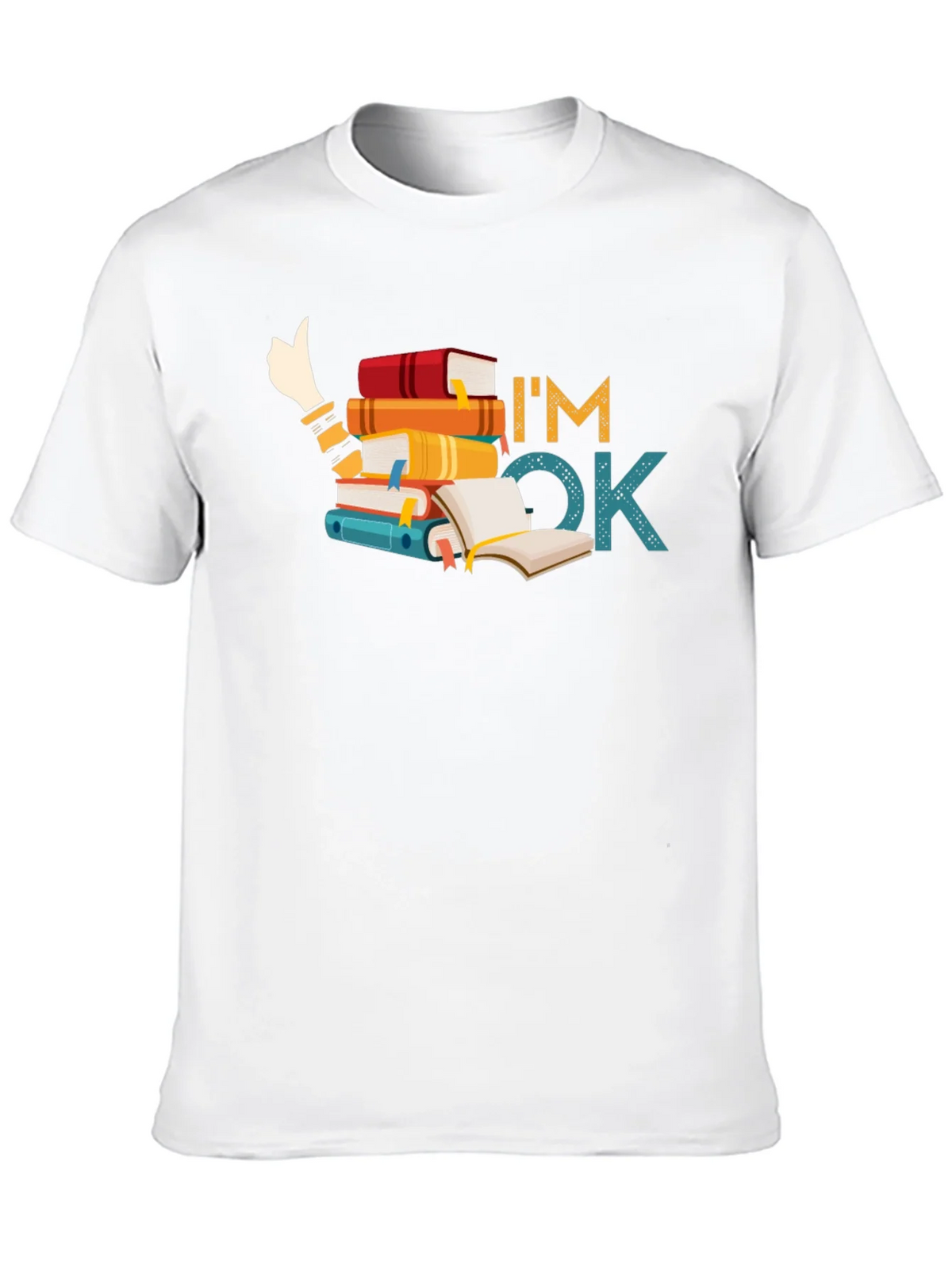 Book Lover T-Shirt: Im OK Stack of Books product image 9