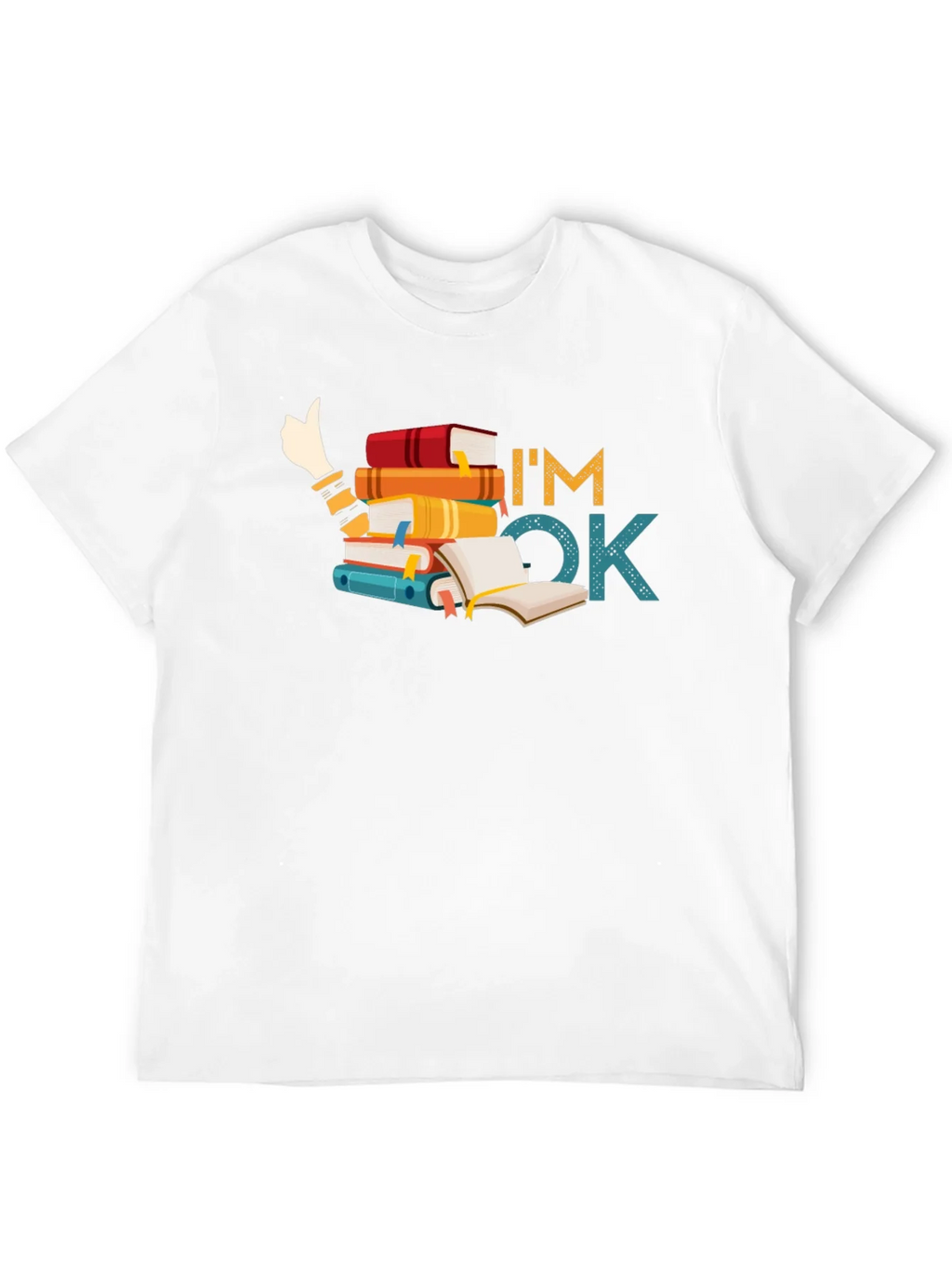 Book Lover T-Shirt: Im OK Stack of Books product image 11
