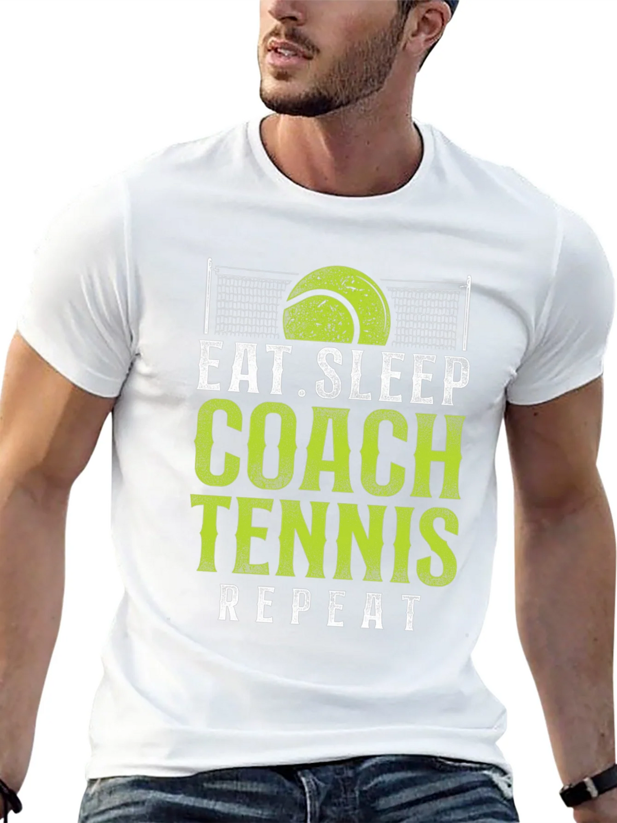 Eat Sleep Coach Tennis Repeat Black T-Shirt product image 12
