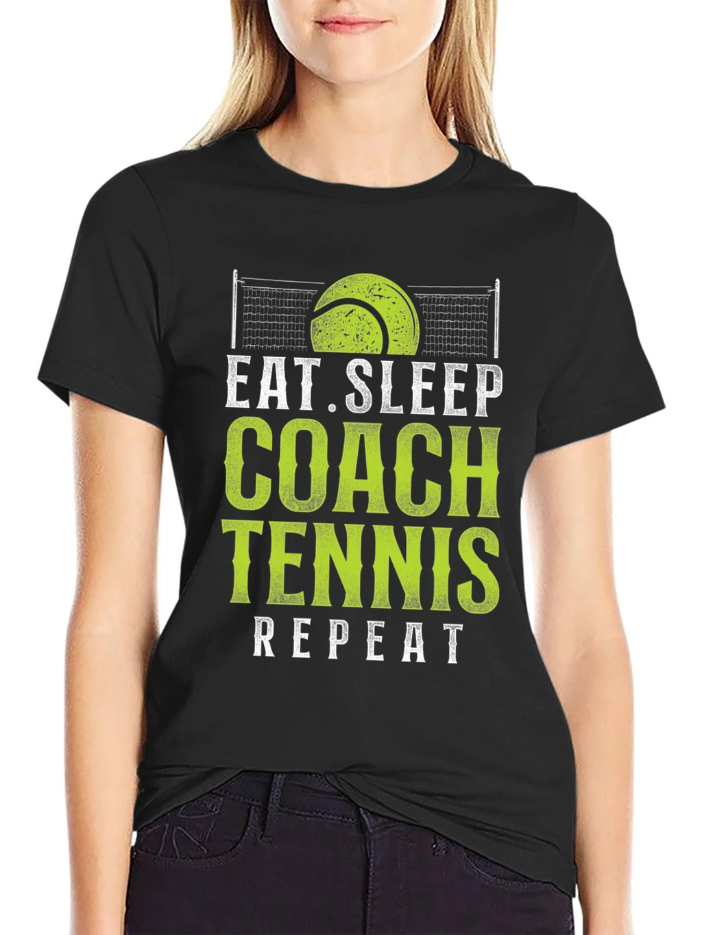 Eat Sleep Coach Tennis Repeat Black T-Shirt product image 2