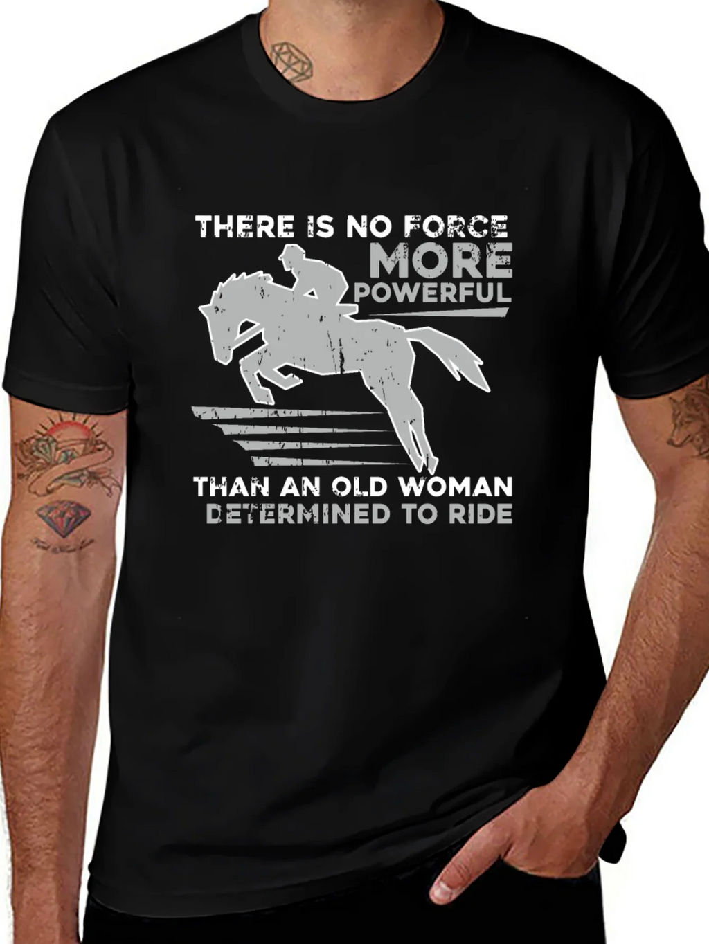 Old Woman Determined To Ride Horse Graphic T-Shirt product image 1