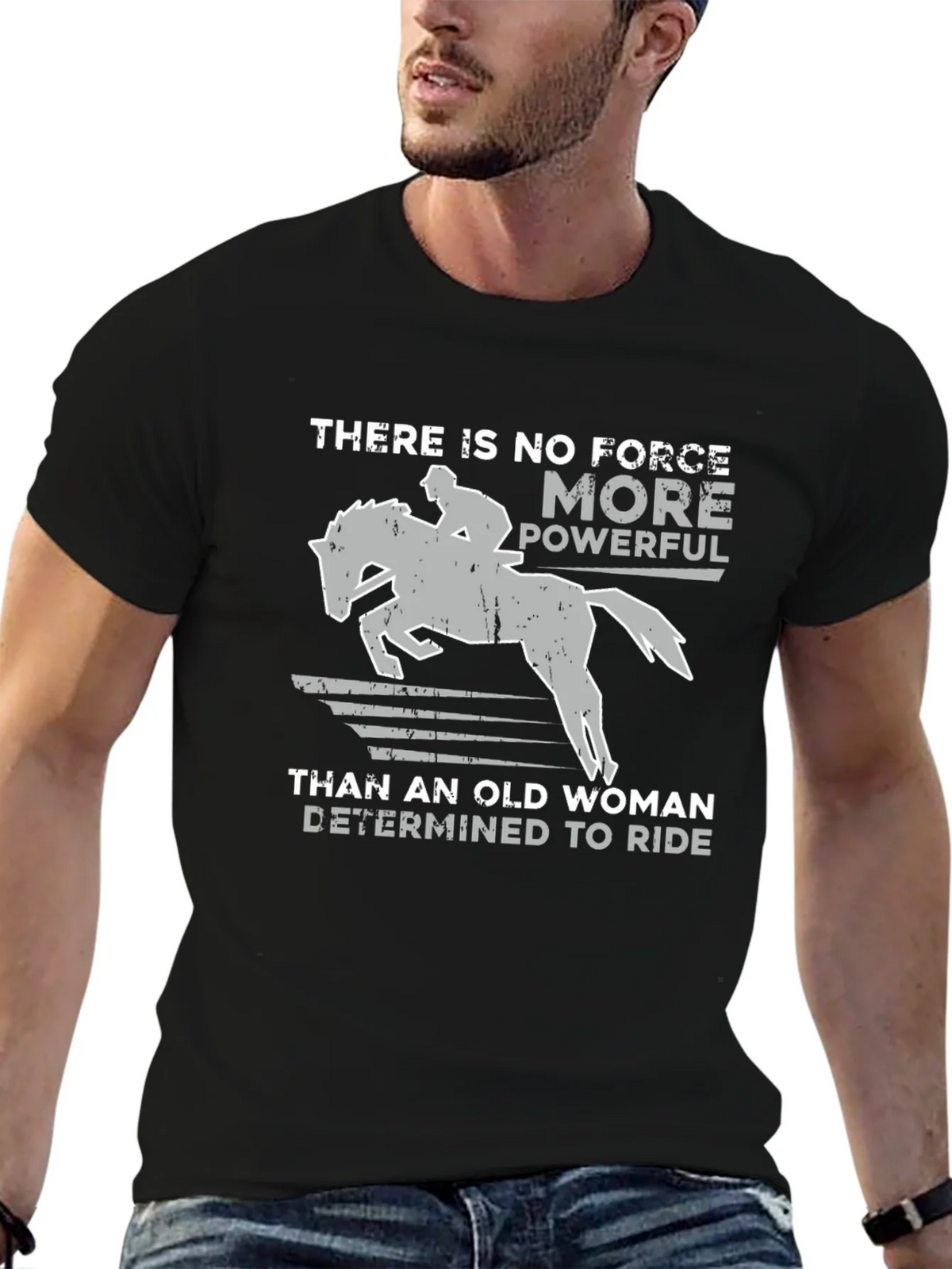 Old Woman Determined To Ride Horse Graphic T-Shirt product image 5