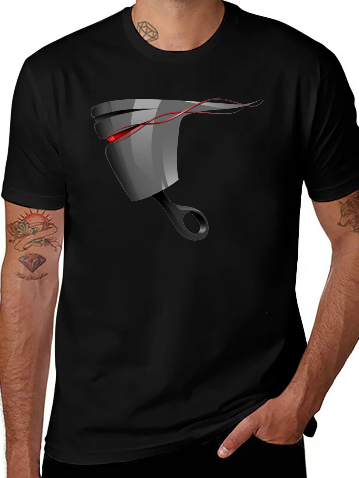 Mens Black Graphic T-Shirt - Piston Design product image 1