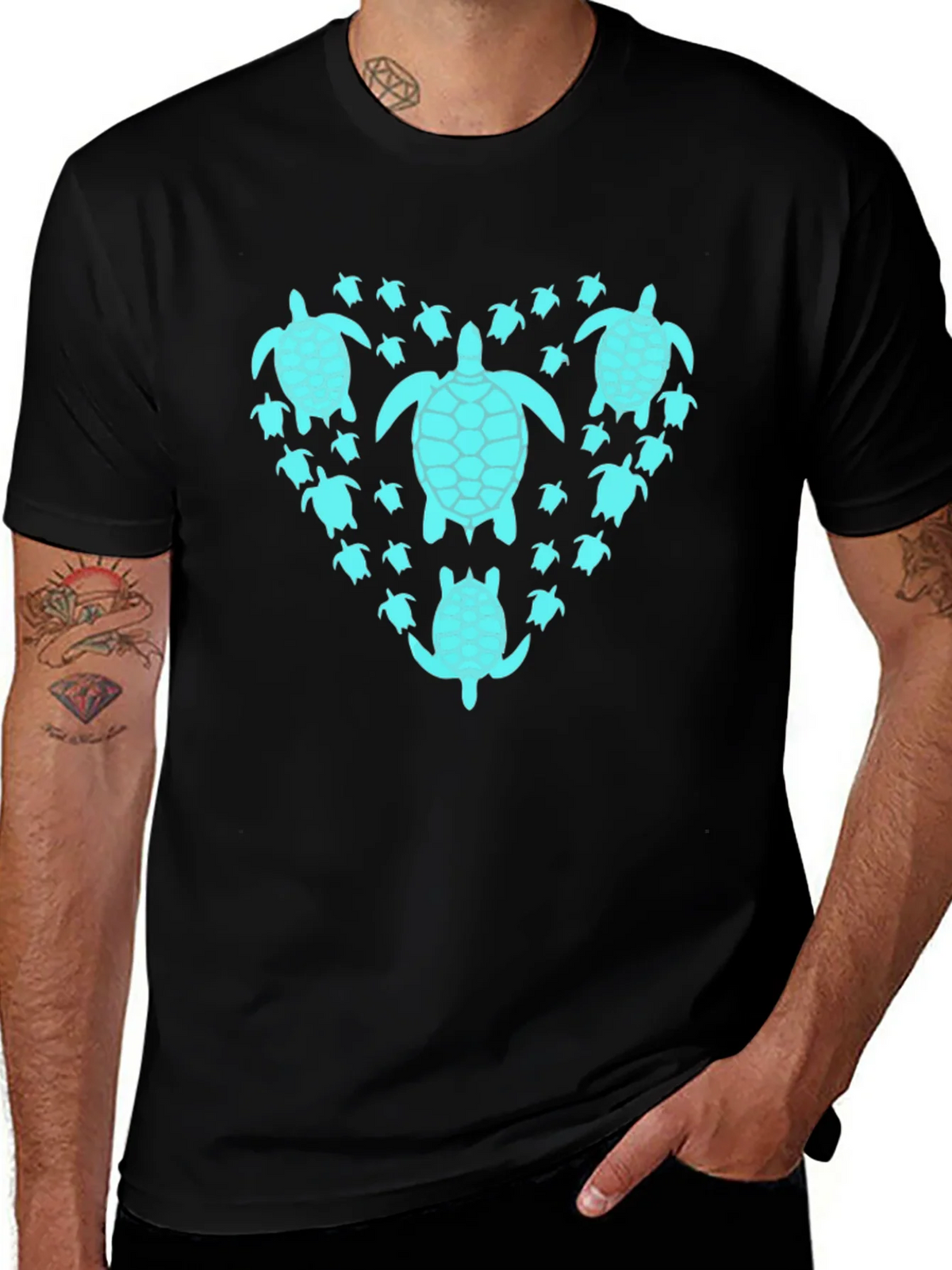Turtle Heart T-Shirt - Black Graphic Tee product image 1
