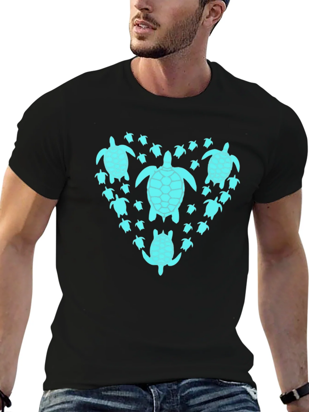 Turtle Heart T-Shirt - Black Graphic Tee product image 6