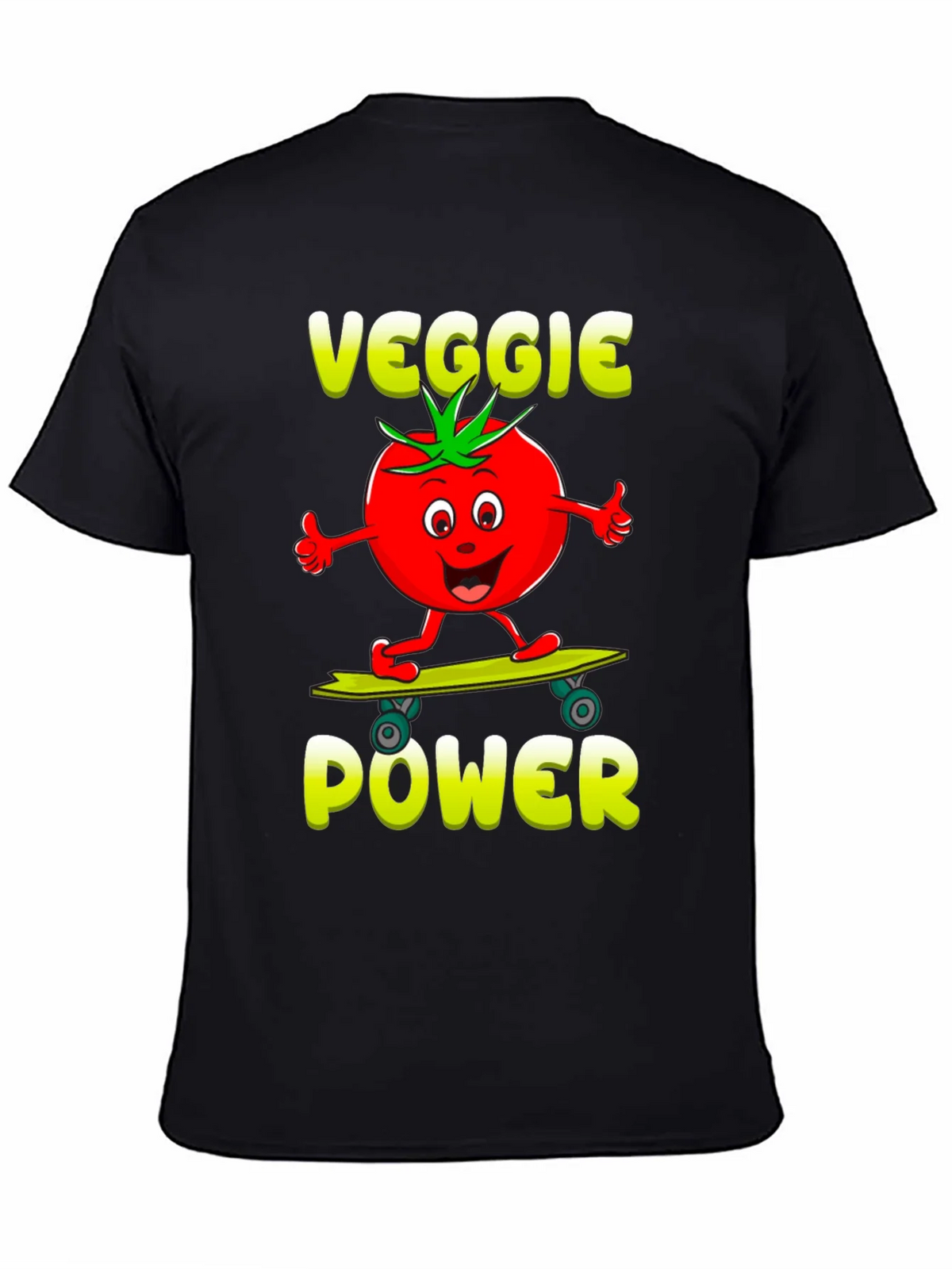 Veggie Power T-Shirt - Cartoon Tomato Skateboard Tee product image 2