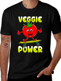 Veggie Power T-Shirt - Cartoon Tomato Skateboard Tee product image 1