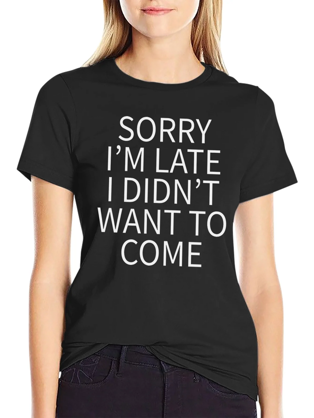 Funny Sorry Im Late Graphic Tee - Black product image 2