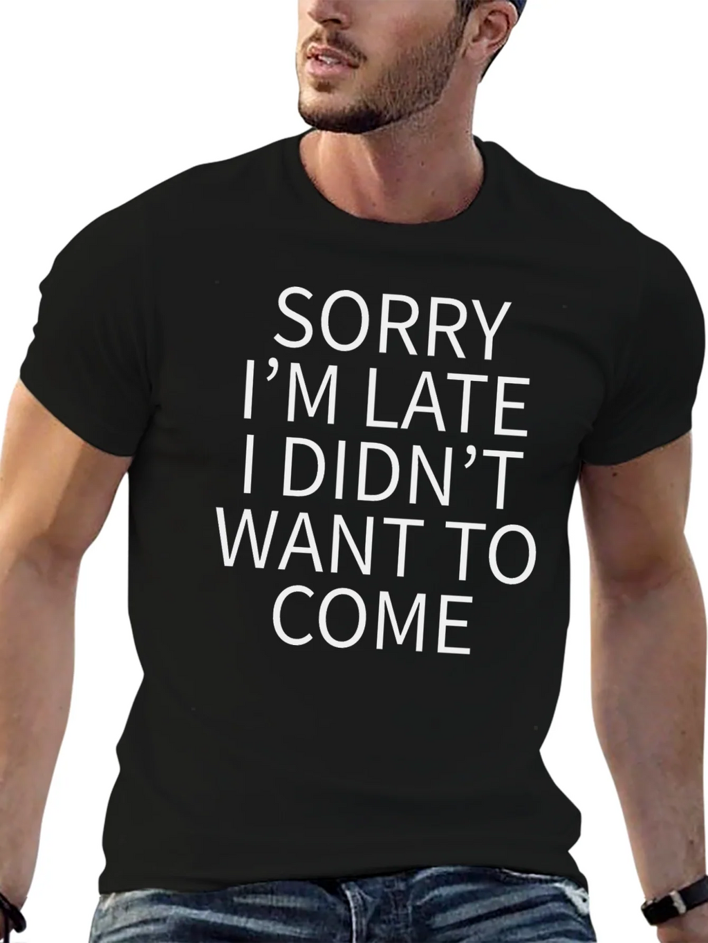 Funny Sorry Im Late Graphic Tee - Black product image 6