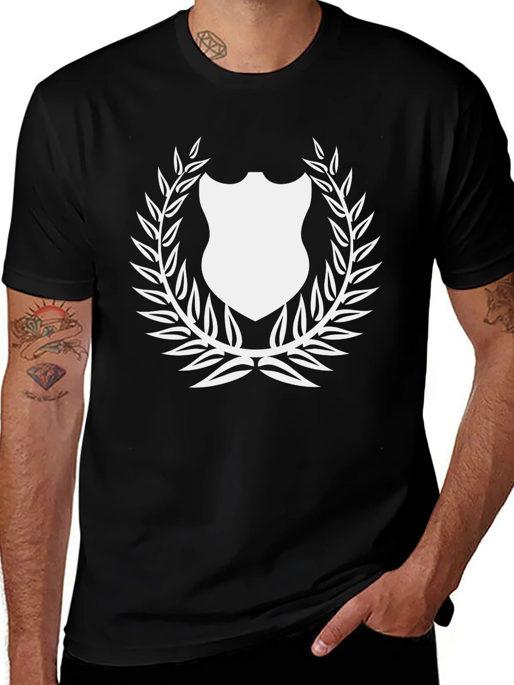 Shield Laurel Black T-Shirt Graphic Print product image 1