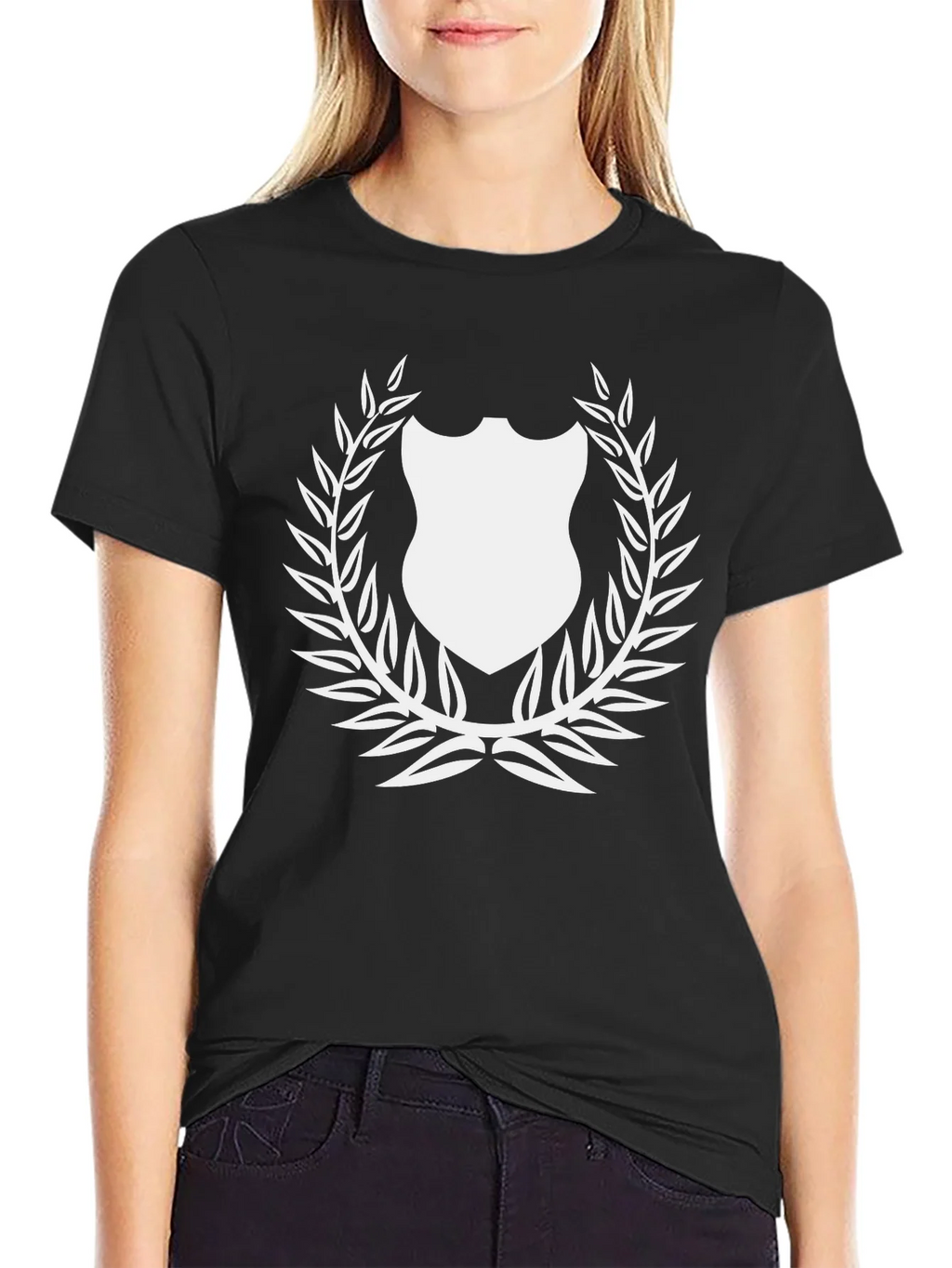 Shield Laurel Black T-Shirt Graphic Print product image 2