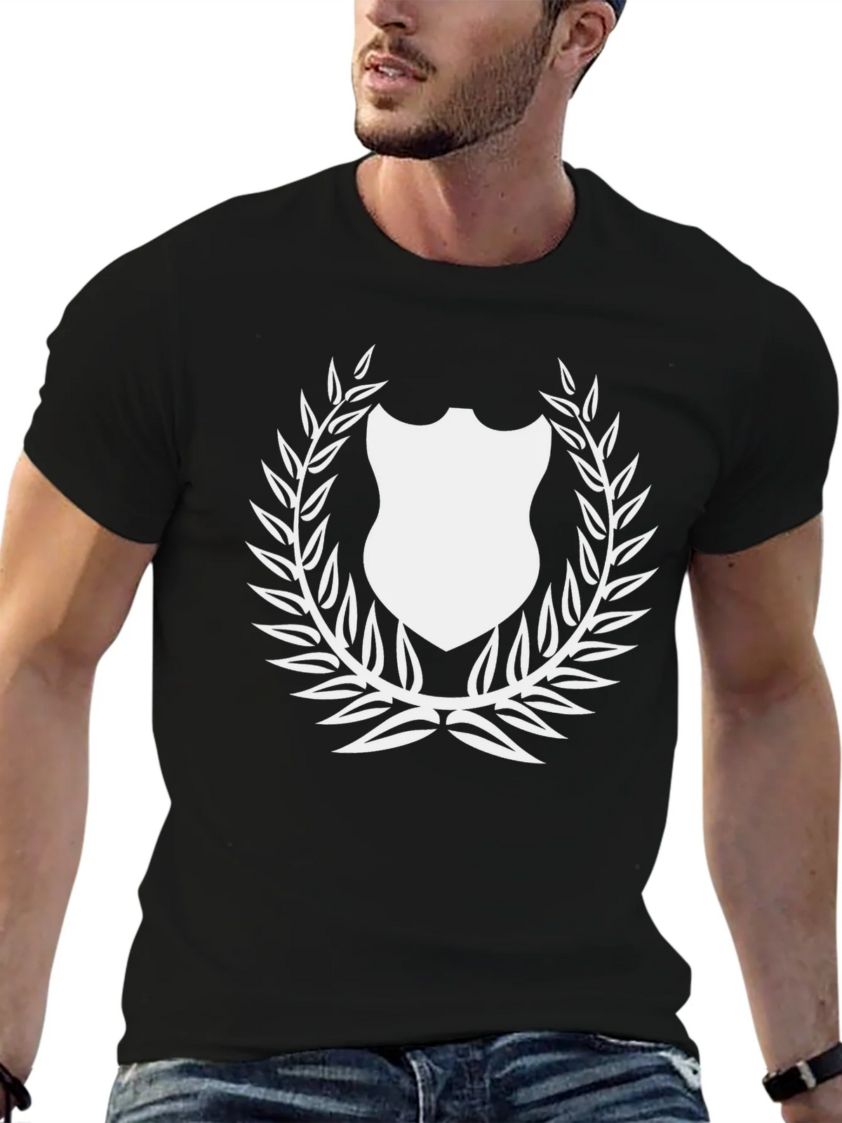 Shield Laurel Black T-Shirt Graphic Print product image 6