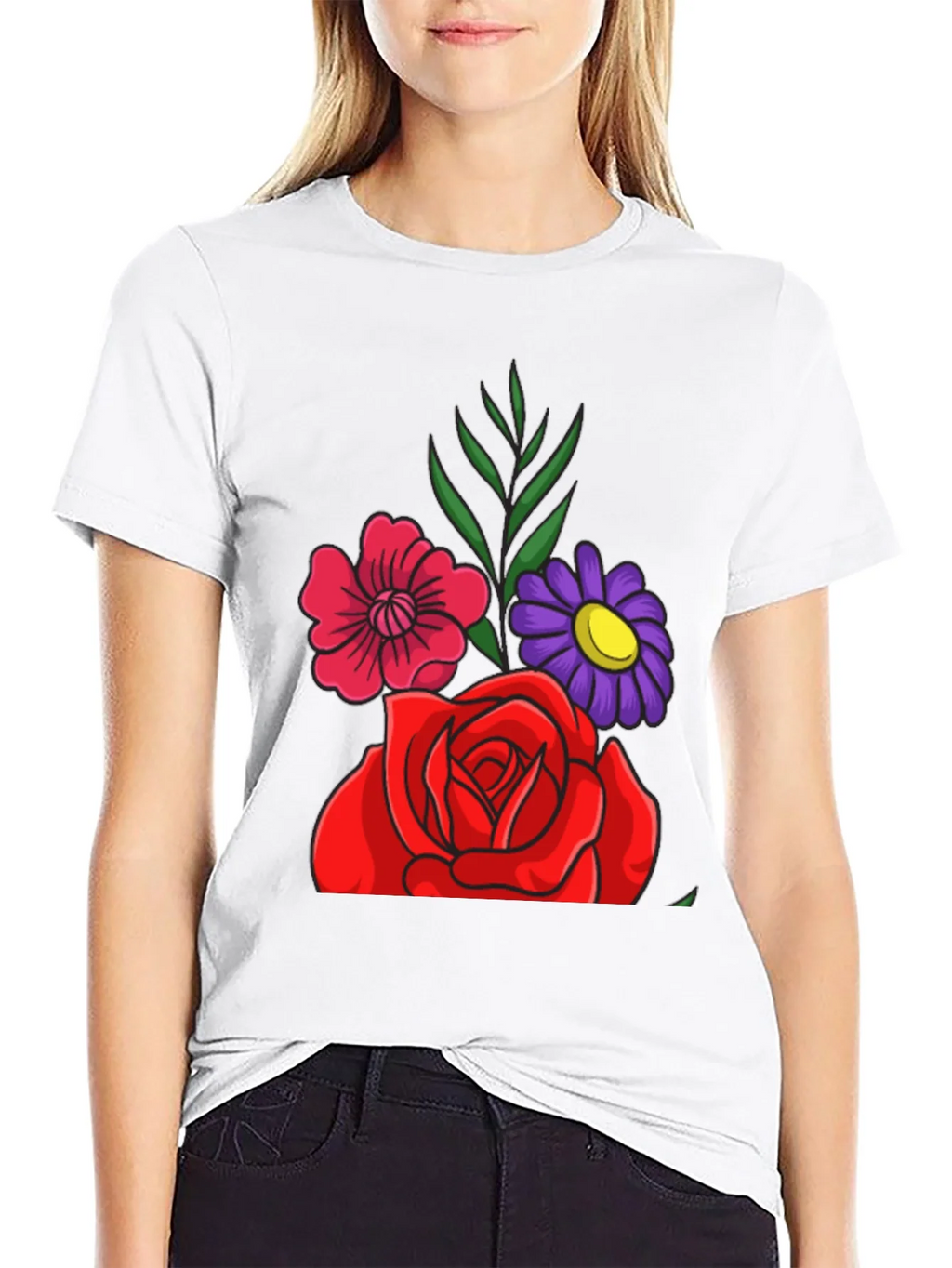 Floral Graphic Tee - Red Rose & Daisy Design product image 6