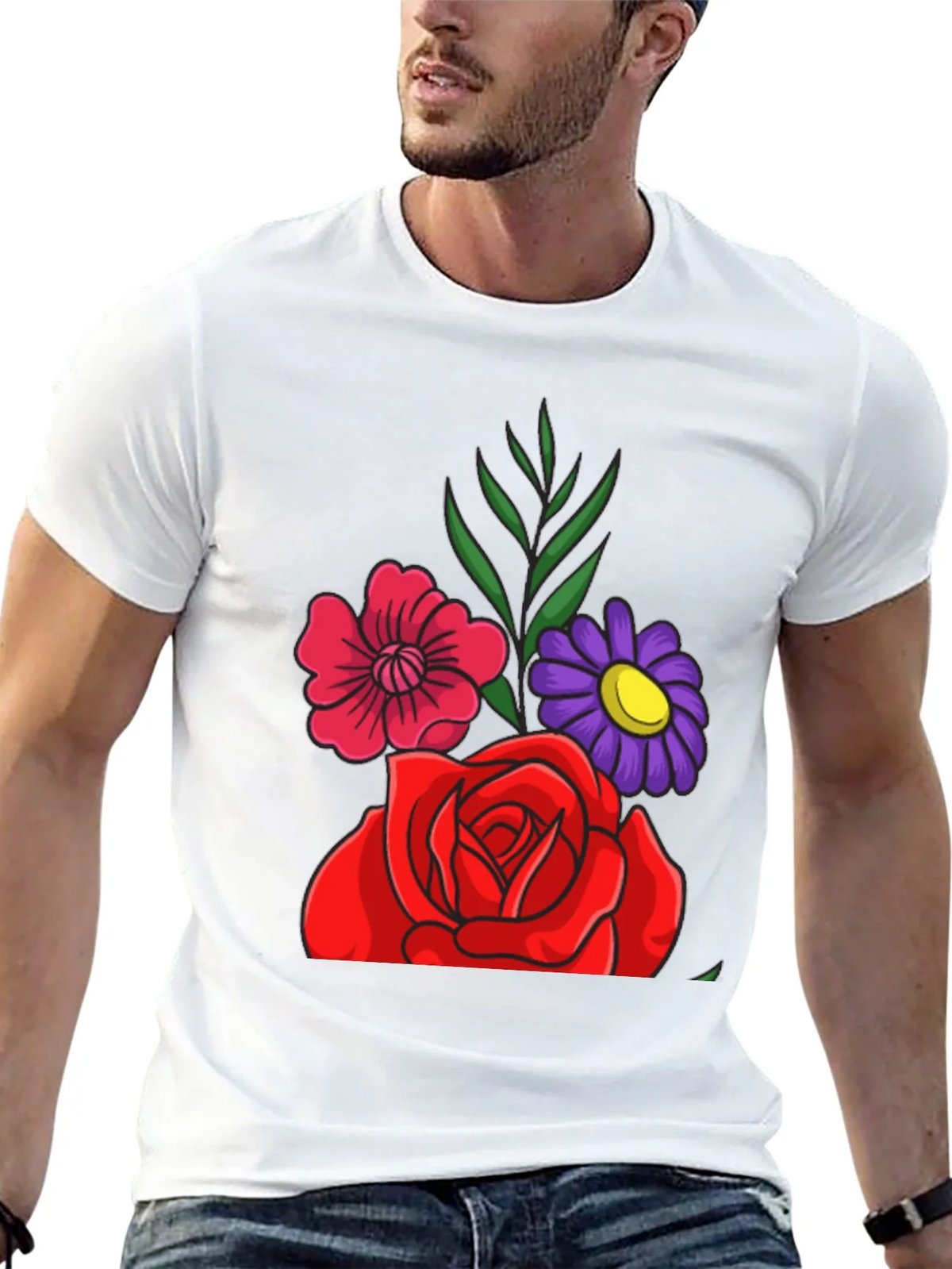 Floral Graphic Tee - Red Rose & Daisy Design product image 10