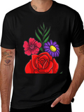 Floral Graphic Tee - Red Rose & Daisy Design product image 1