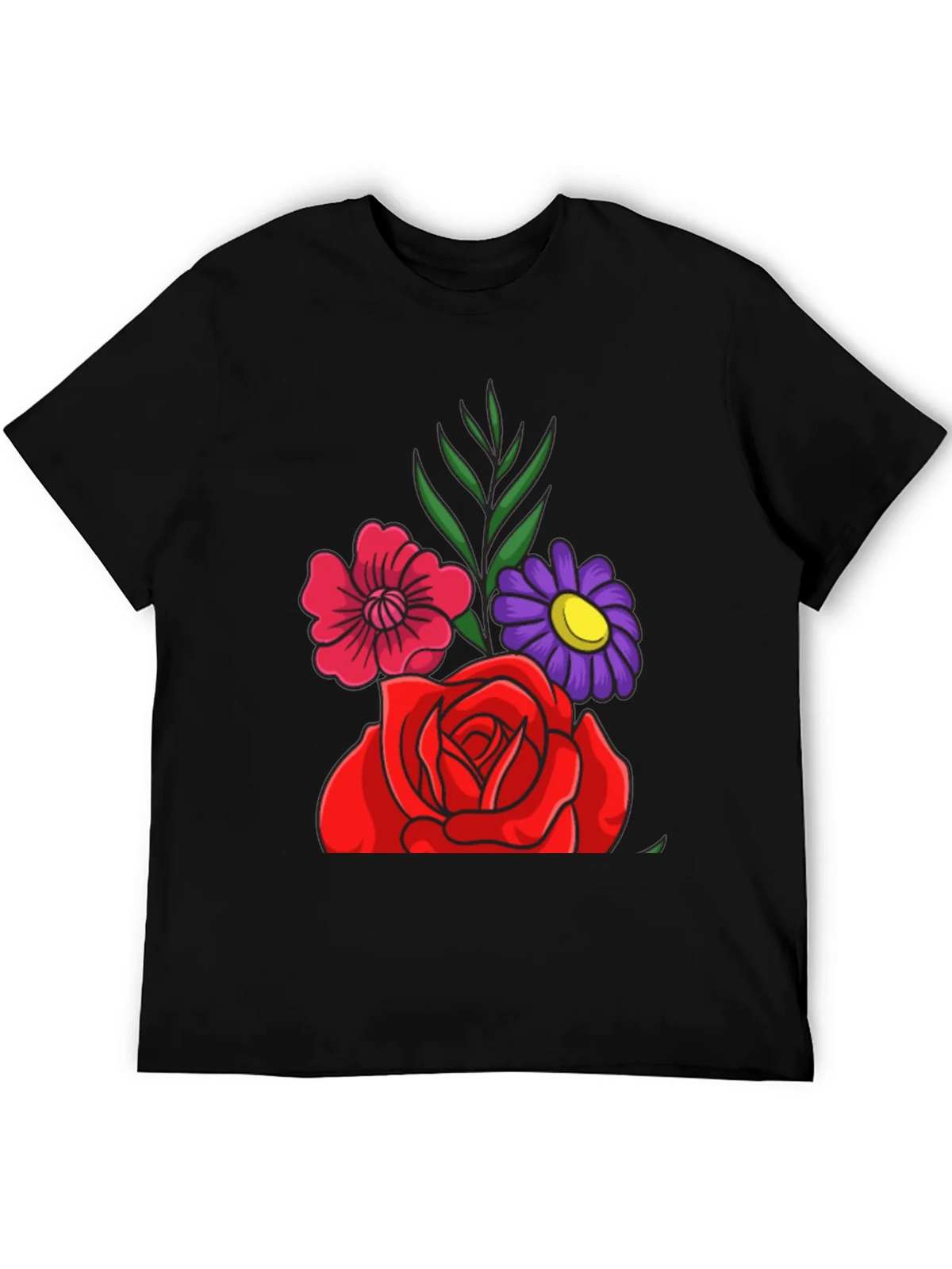 Floral Graphic Tee - Red Rose & Daisy Design product image 4