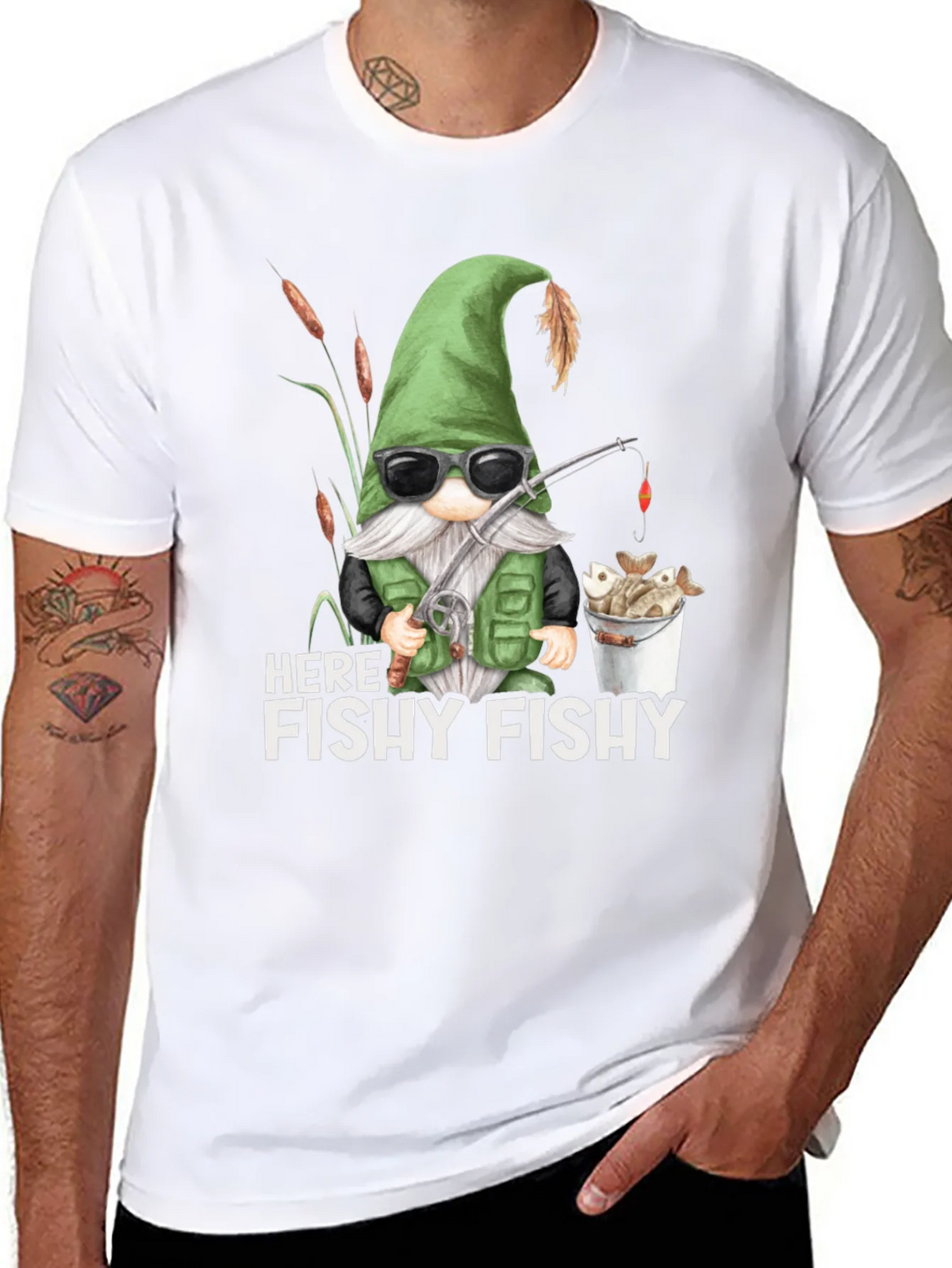 Here Fishy Gnome Fishing T-Shirt product image 7