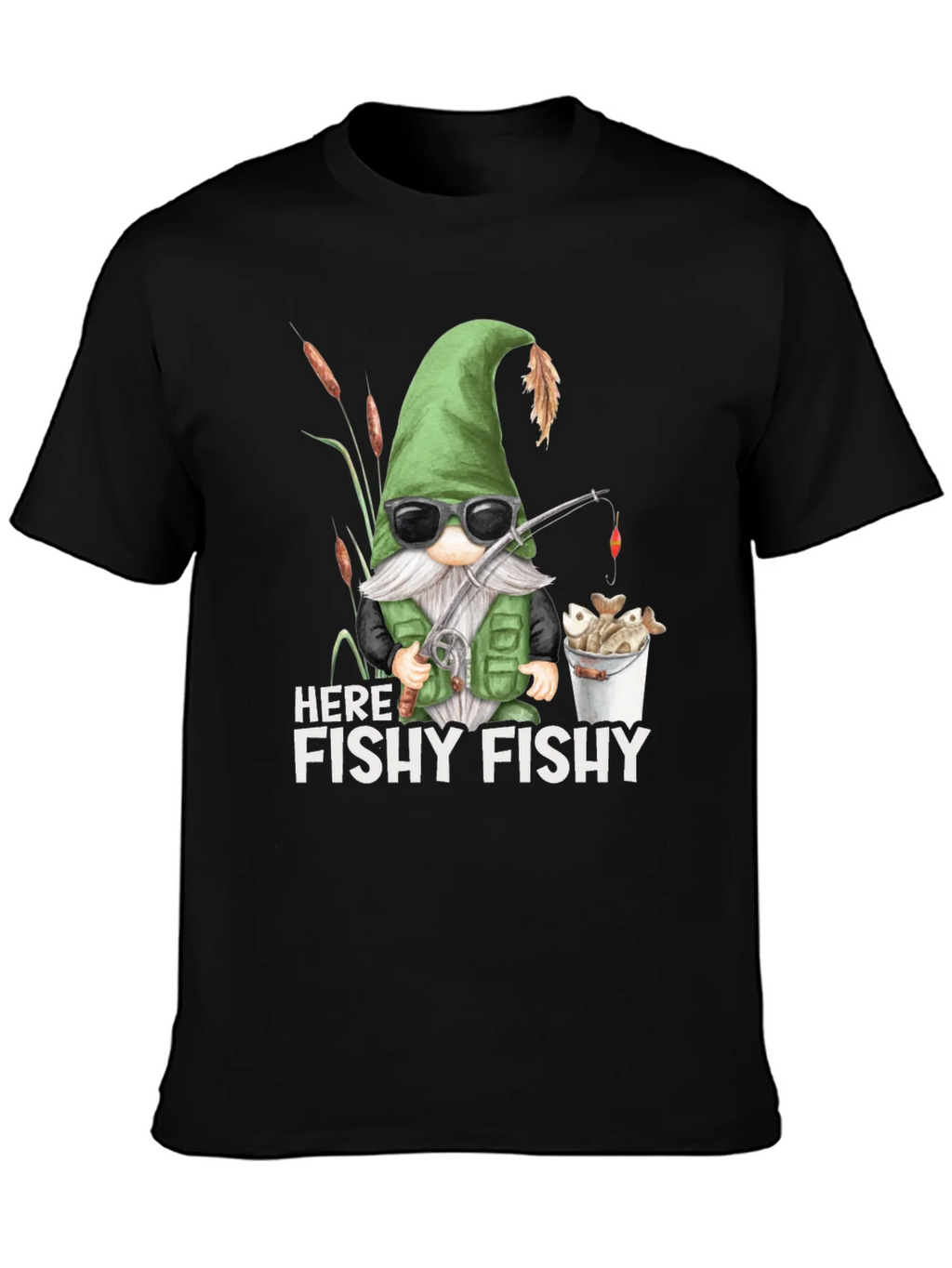 Here Fishy Gnome Fishing T-Shirt product image 3