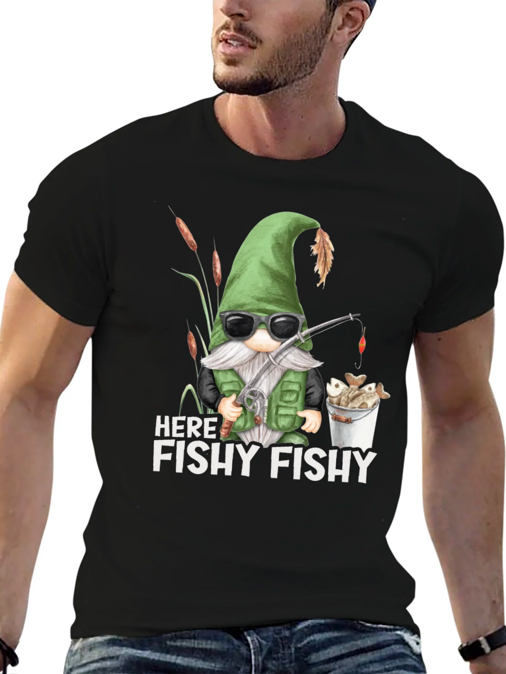 Here Fishy Gnome Fishing T-Shirt product image 6