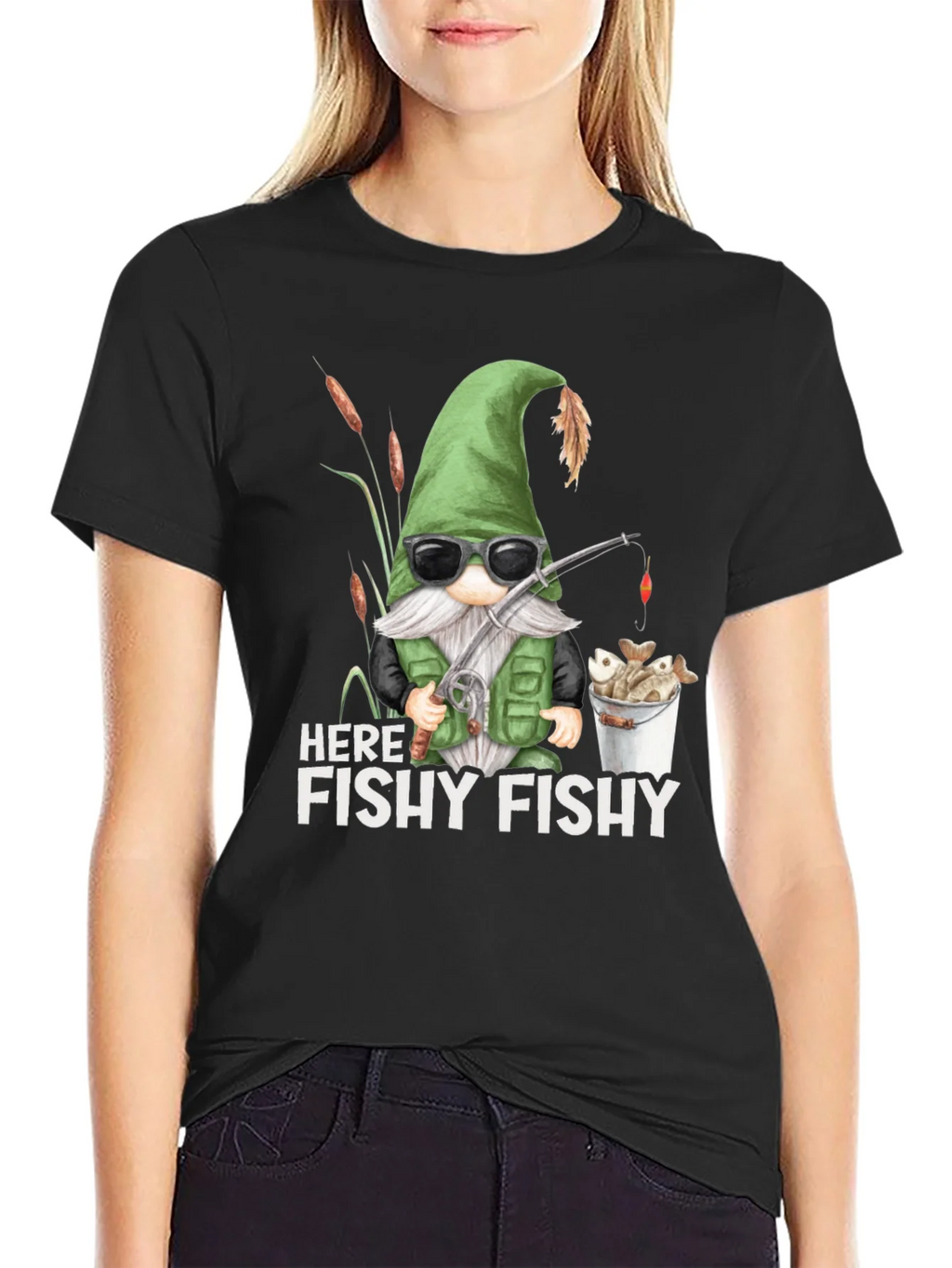 Here Fishy Gnome Fishing T-Shirt product image 2