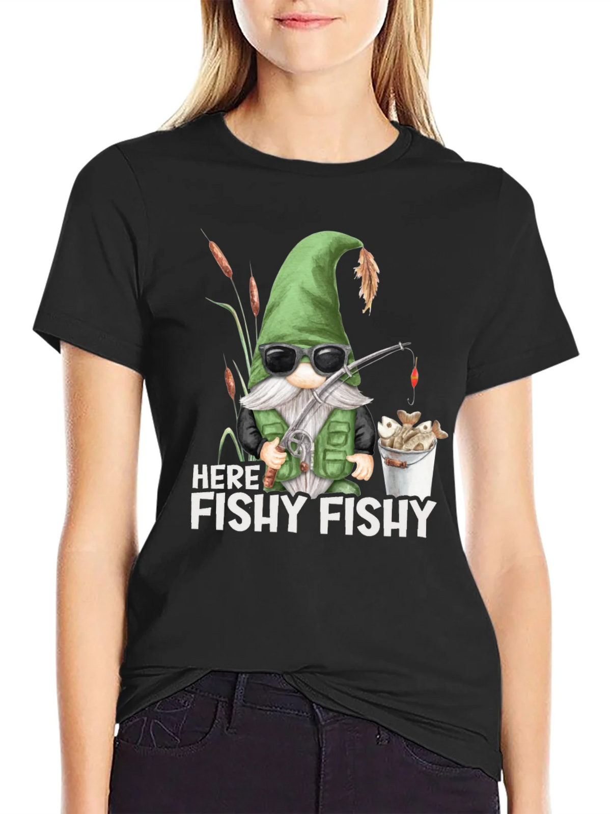 Here Fishy Gnome Fishing T-Shirt product image 2