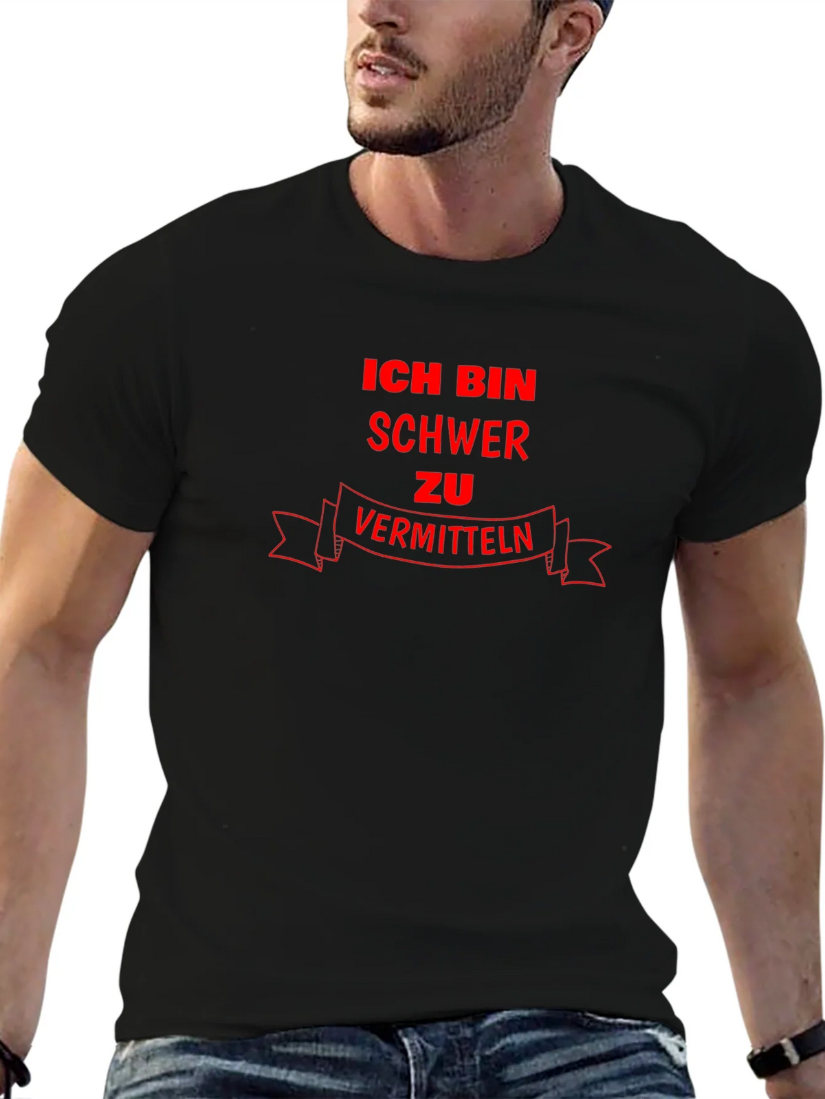Ich Bin Schwer zu Vermitteln Black Graphic T-Shirt product image 6