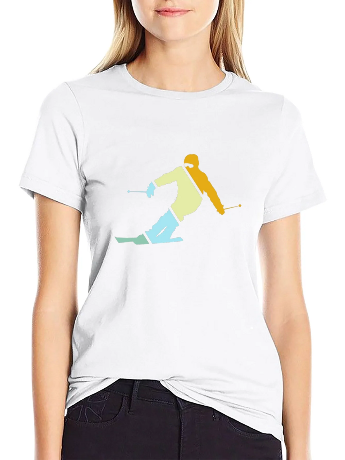 Retro Skier Graphic T-Shirt - Black product image 7