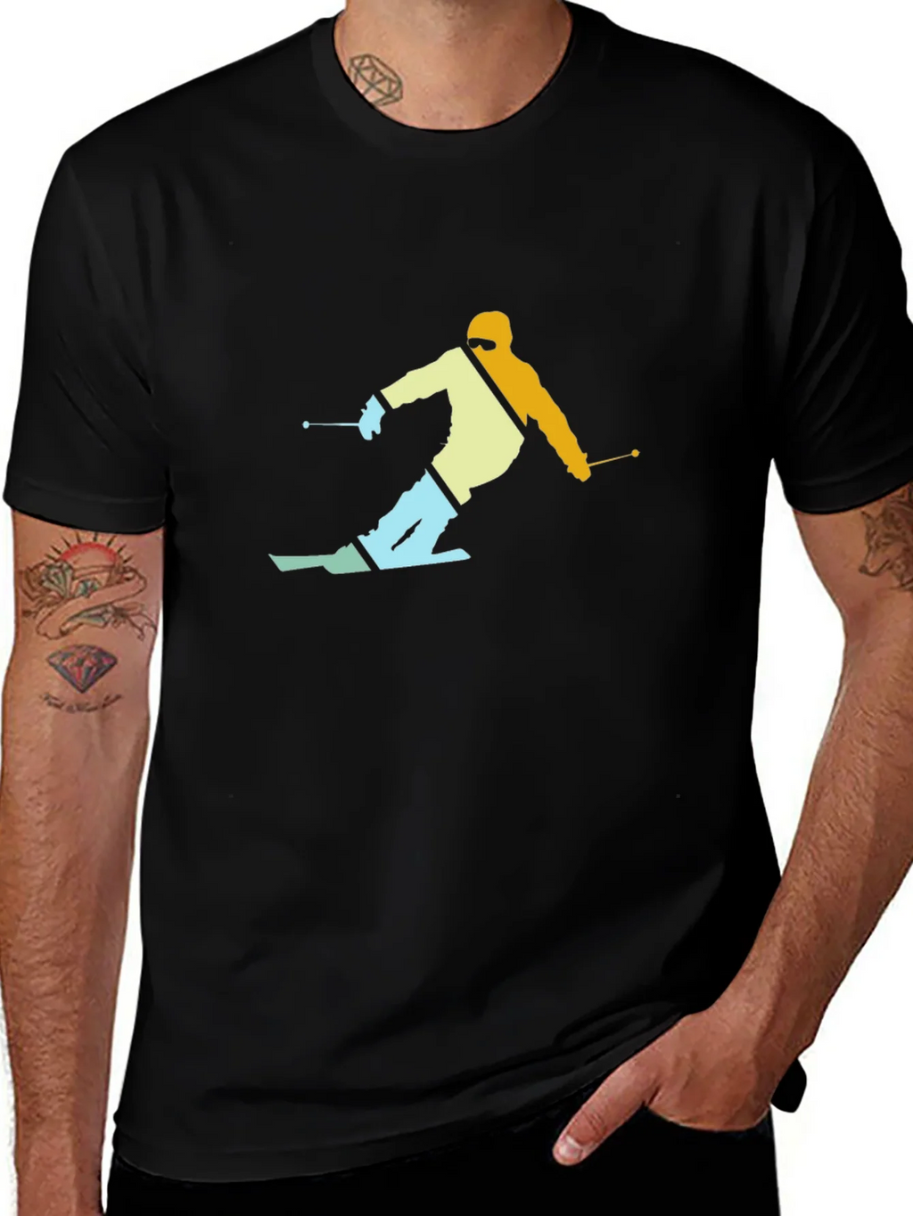 Retro Skier Graphic T-Shirt - Black product image 1