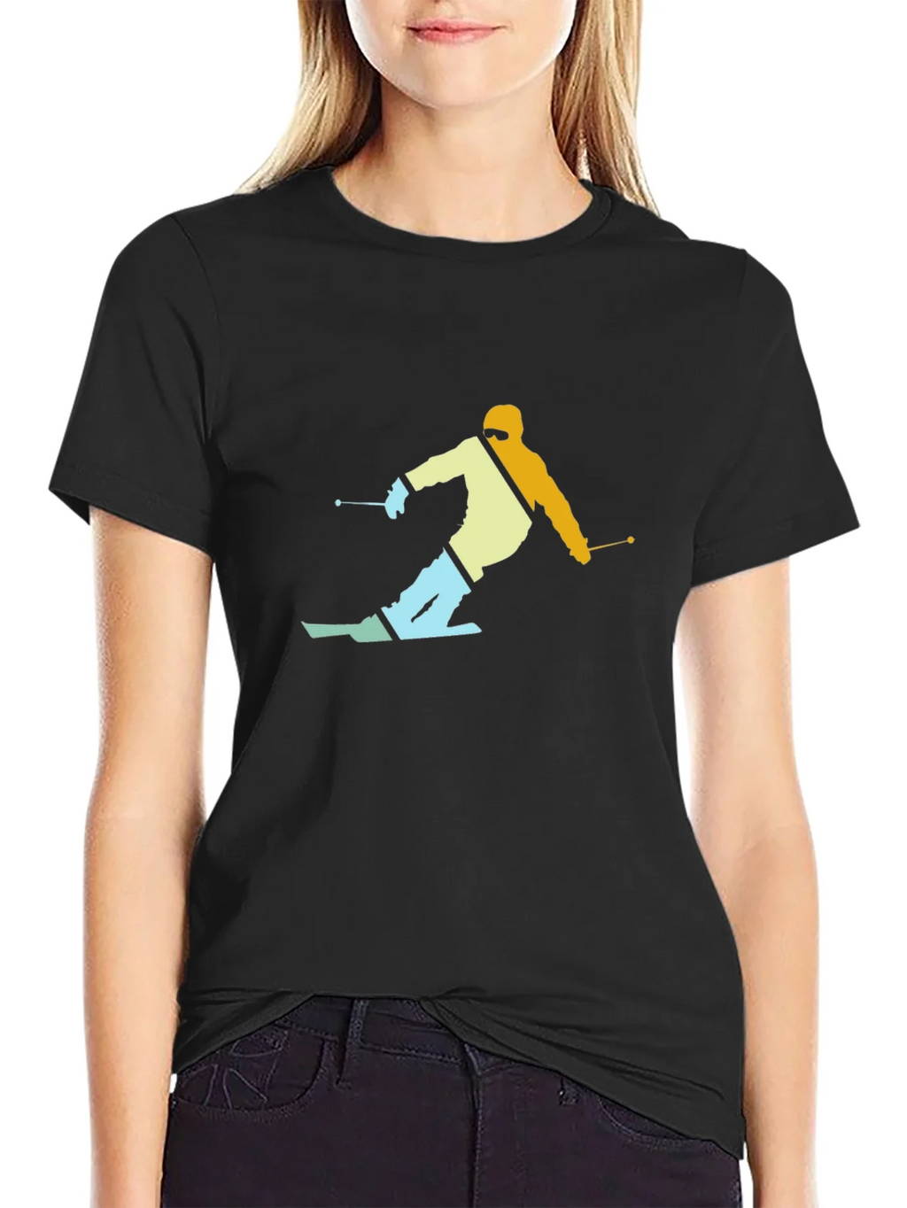 Retro Skier Graphic T-Shirt - Black product image 2