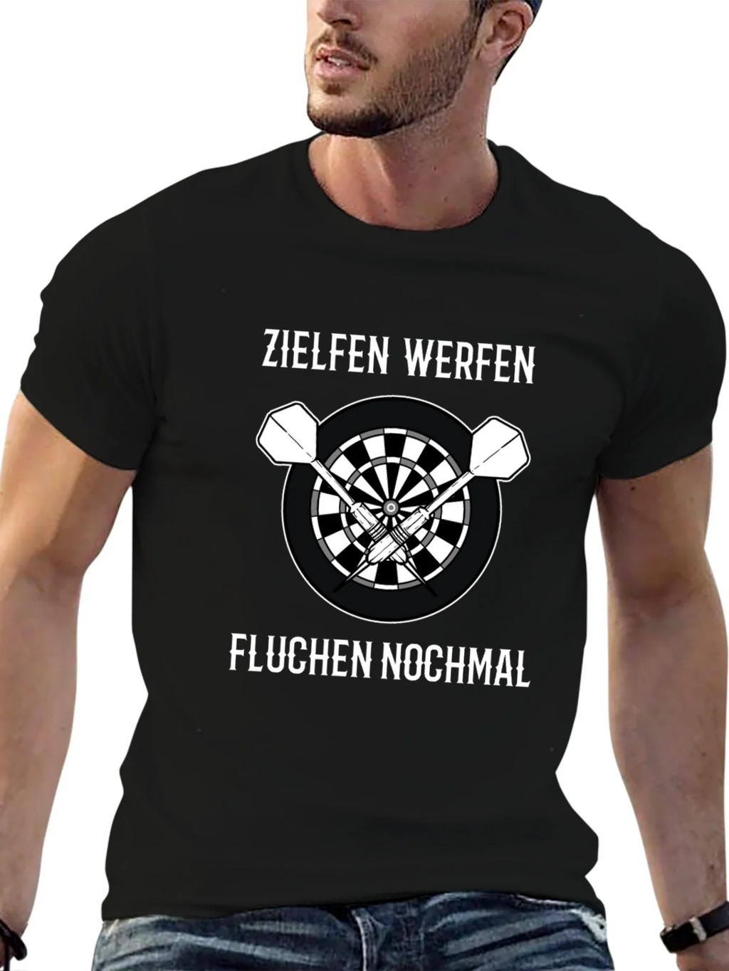 Darts T-Shirt - Zielen Werfen Fluchen Nochmal - Dartboard product image 5