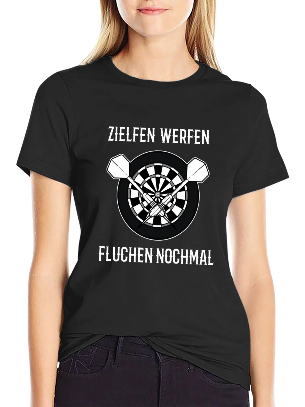 Darts T-Shirt - Zielen Werfen Fluchen Nochmal - Dartboard product image 2