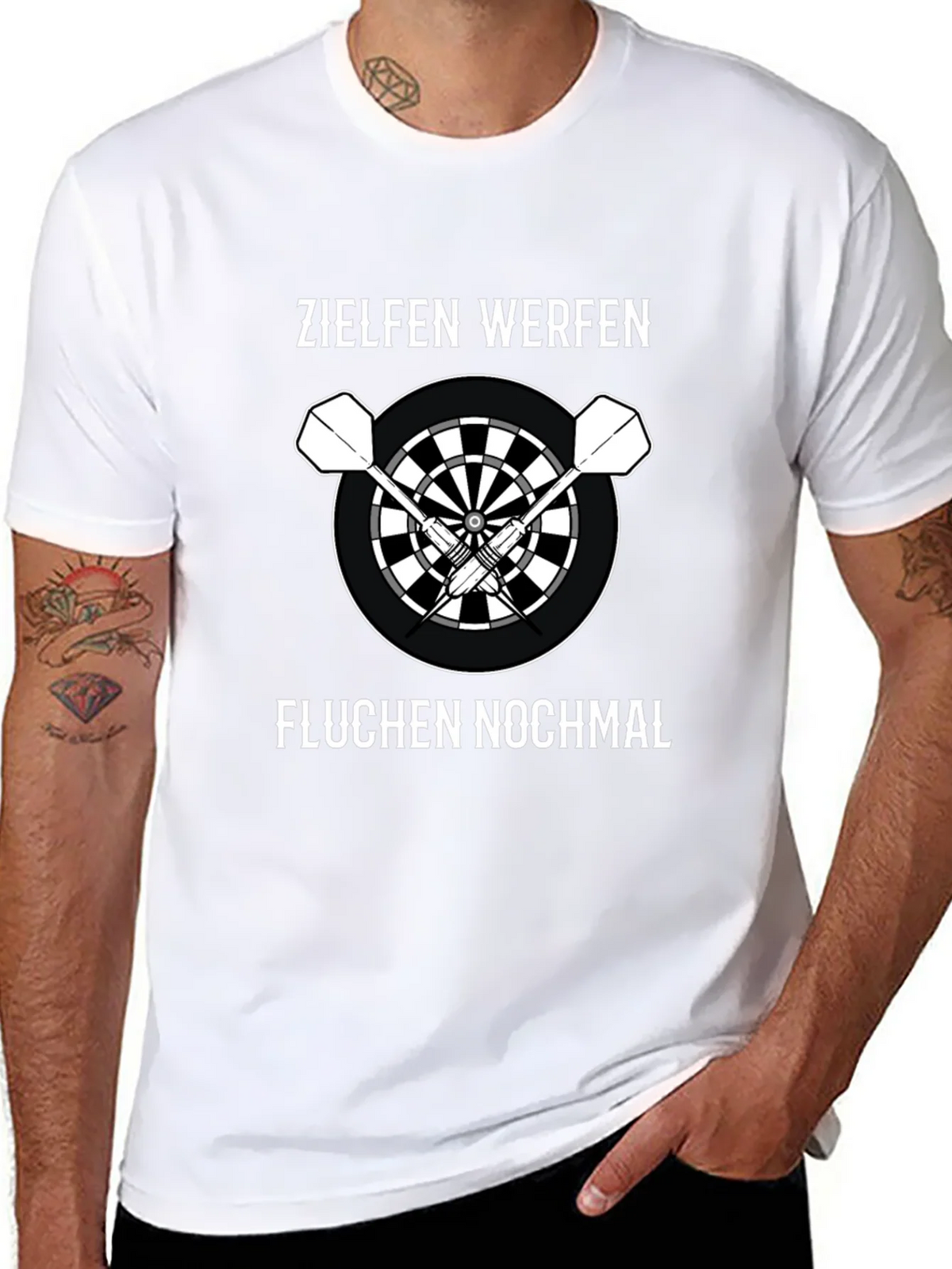 Darts T-Shirt - Zielen Werfen Fluchen Nochmal - Dartboard product image 6