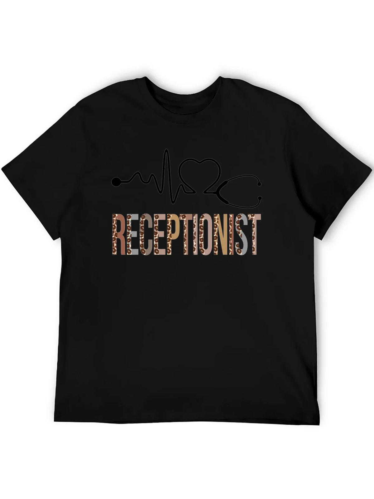 Receptionist Heartbeat Stethoscope Graphic Tee product image 5