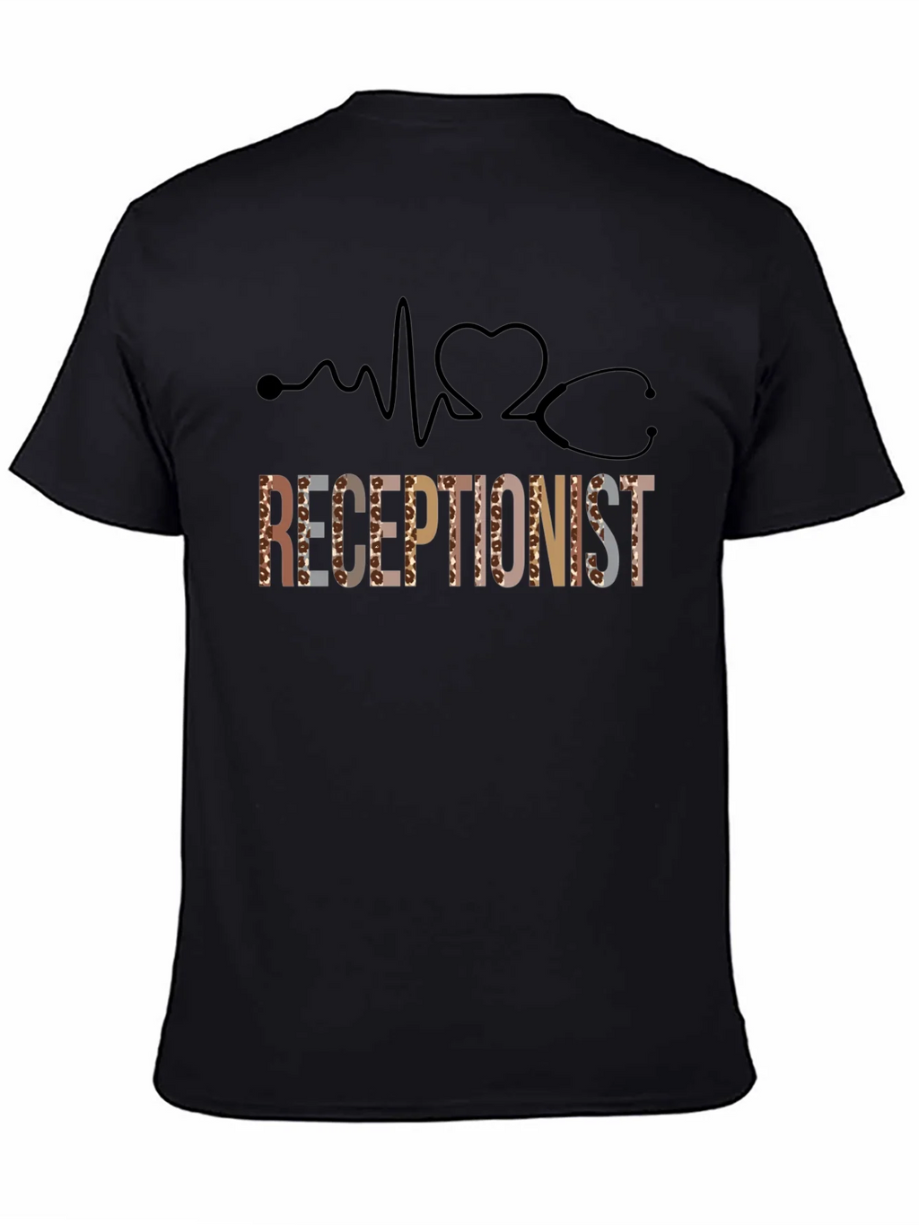 Receptionist Heartbeat Stethoscope Graphic Tee product image 4
