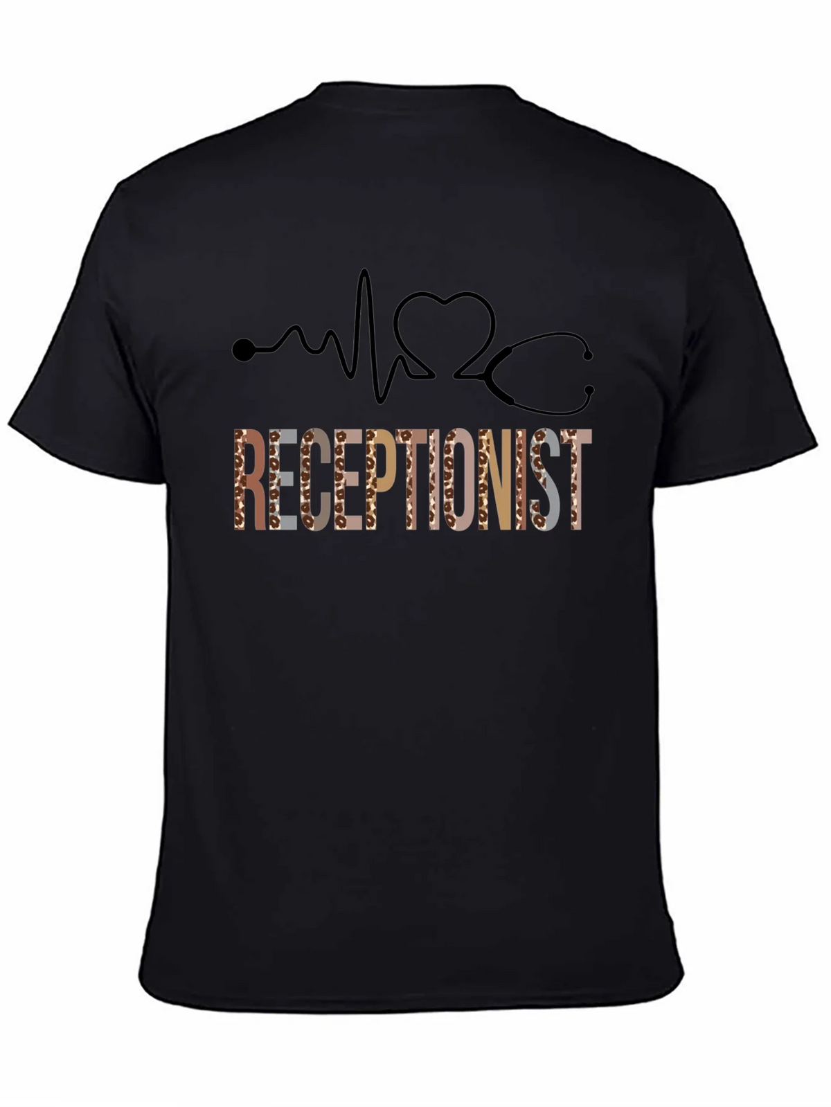 Receptionist Heartbeat Stethoscope Graphic Tee product image 4