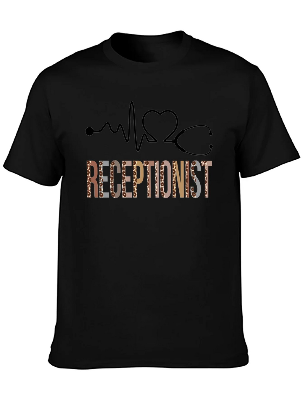 Receptionist Heartbeat Stethoscope Graphic Tee product image 3