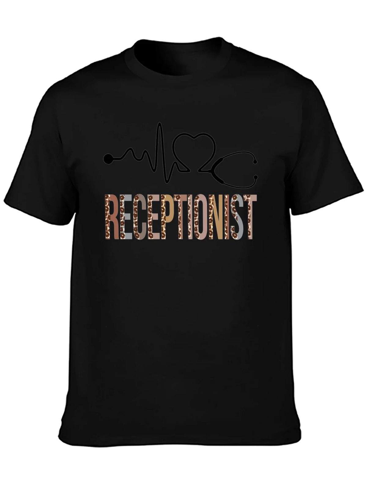 Receptionist Heartbeat Stethoscope Graphic Tee product image 3