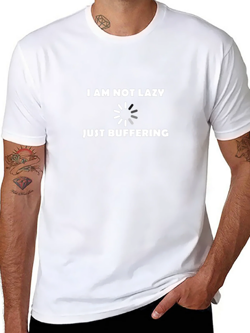 I Am Not Lazy Just Buffering Funny Black T-Shirt product image 7